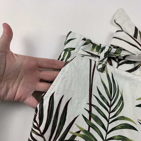 Joie Palm Print Linen Blend Wide Leg Cropped Pant 4 - Picture 3 of 8